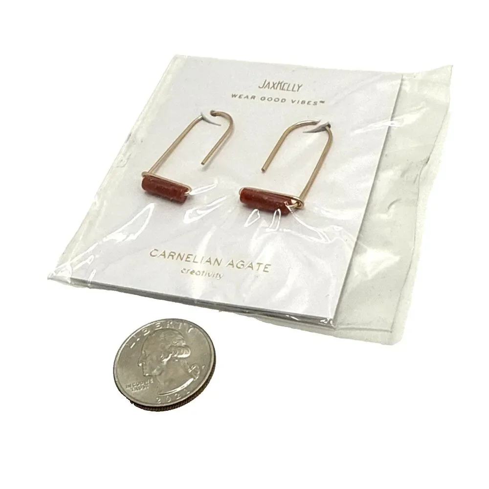 NEW Free People x JAXKELLY 18kt Gold Plated Carnelian Agate Bead Earrings NWT